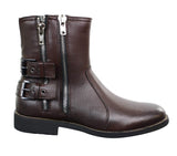 Mens Zip Biker Motorcycle Boots Punk Rock Ankle Belted Buckle Casual