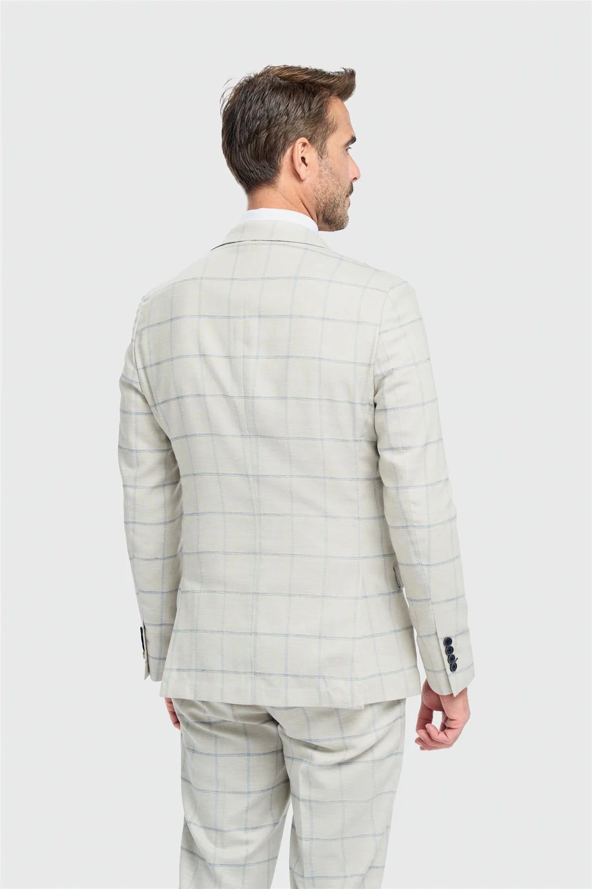 Gabriel - Men's Grey 2 Piece Linen Checked Suit