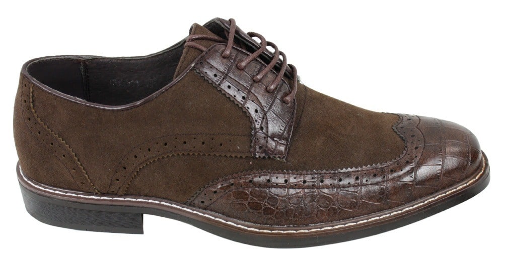 Mens Black Brown Suede & Snake Leather Brogues Shoes Gatsby Vintage