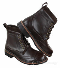 Galax GLX3521 Mens Brown Black Brogues Ankle Boots Leather Suede Laced Cowboy Smart Casual