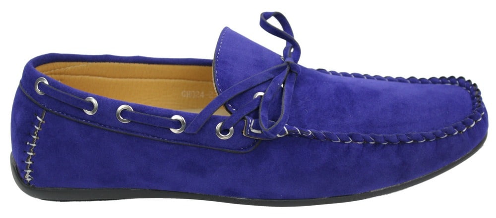 Mens Deck Boat Moccasin Suede Leather Lace Up Shoes Italian Brown Blue