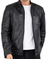 Genuine Real Lamb Leather Black Jacket for Men Tailored Fit - B204