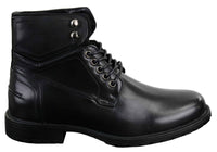 Mens Laced Military Army Casual Ankle Boots Leather Boots Black Brown