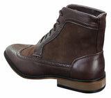 Mens Chelsea Brouge Ankle Boots Leather Suede Italian Smart Casual Laced Retro