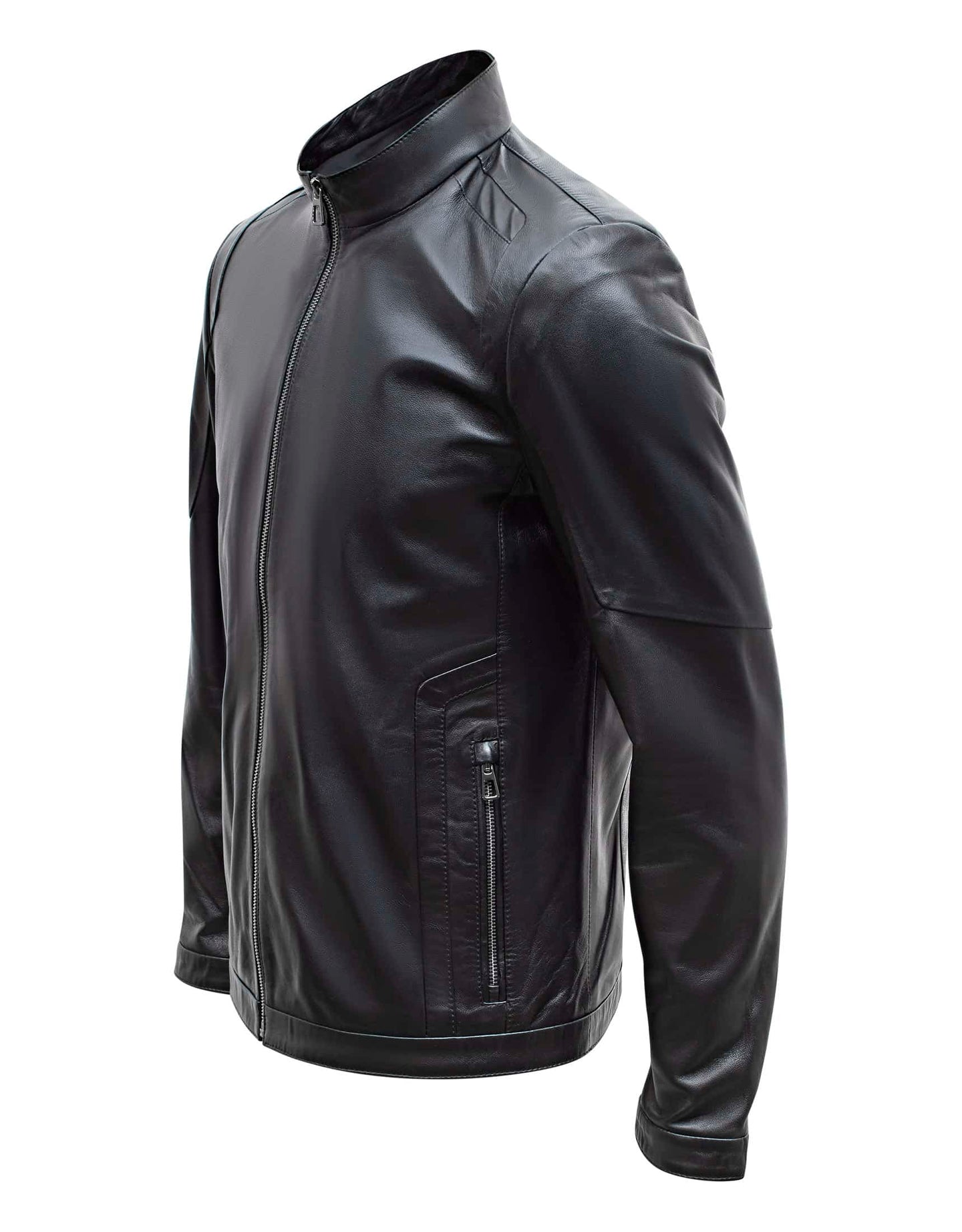 Happy Gentleman B102 - Real Leather Tailored Fit Mens Black Biker Jacket
