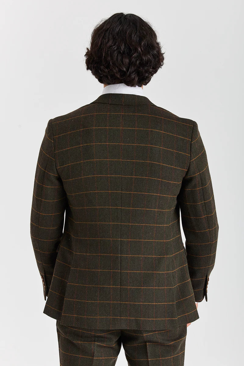 Harris - Grüner Tweed-Blazer mit Fischgrätmuster
