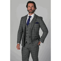Harris Men's Grey 3-Piece Tweed Suit with Classic Vintage Charm