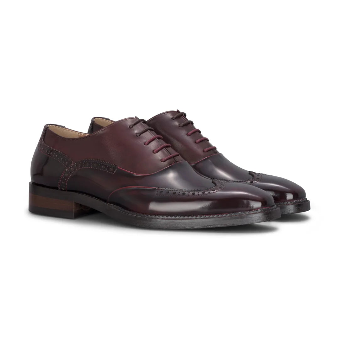 Harry - Herren-Brogueschuhe aus weinrotem Lackleder
