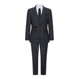 Boys Grey Black 3 Piece Tweed Suit Herringbone Wine Vintage Retro