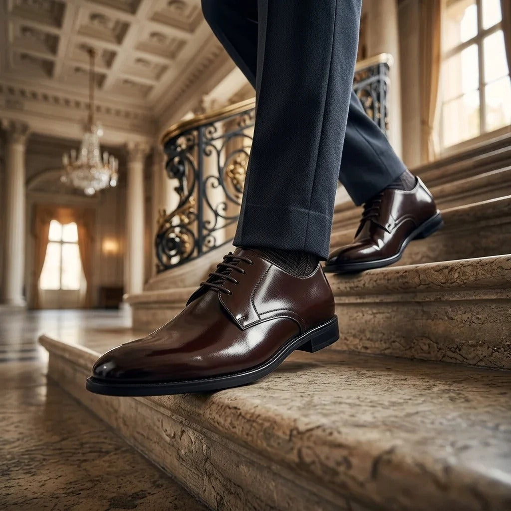 Henley - Braune Herren-Derbyschuhe mit klassischer, schlichter Zehenpartie