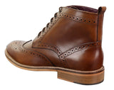 Mens Brogue Ankle Boots  Tan
