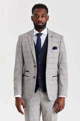 Hugo Grey Anzug mit Parker Navy Kontrastweste