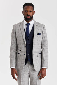 Hugo Grey Anzug mit Parker Navy Kontrastweste
