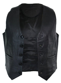 Infinity 153 Napa - Mens Real Leather Gilet Waistcoat Classic Vintage Retro Black