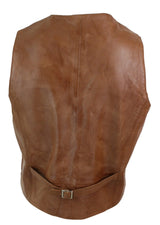 Infinity 153 Napa - Mens Real Leather Gilet Waistcoat Classic Vintage Retro Camel