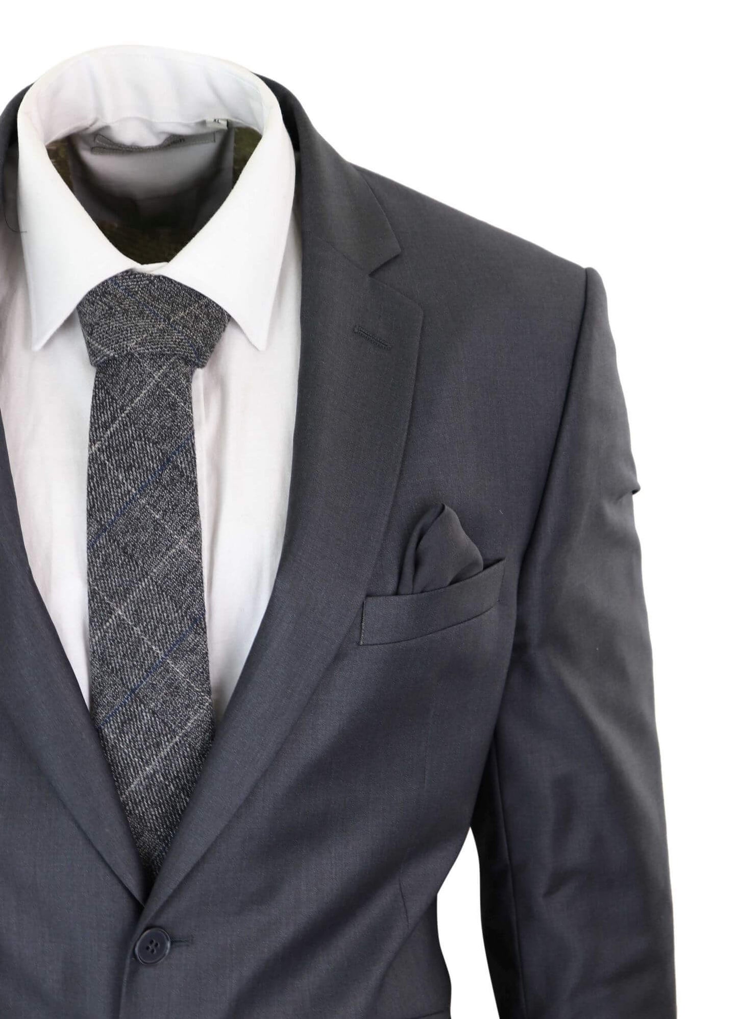 Mens Grey Wool Formal Suit