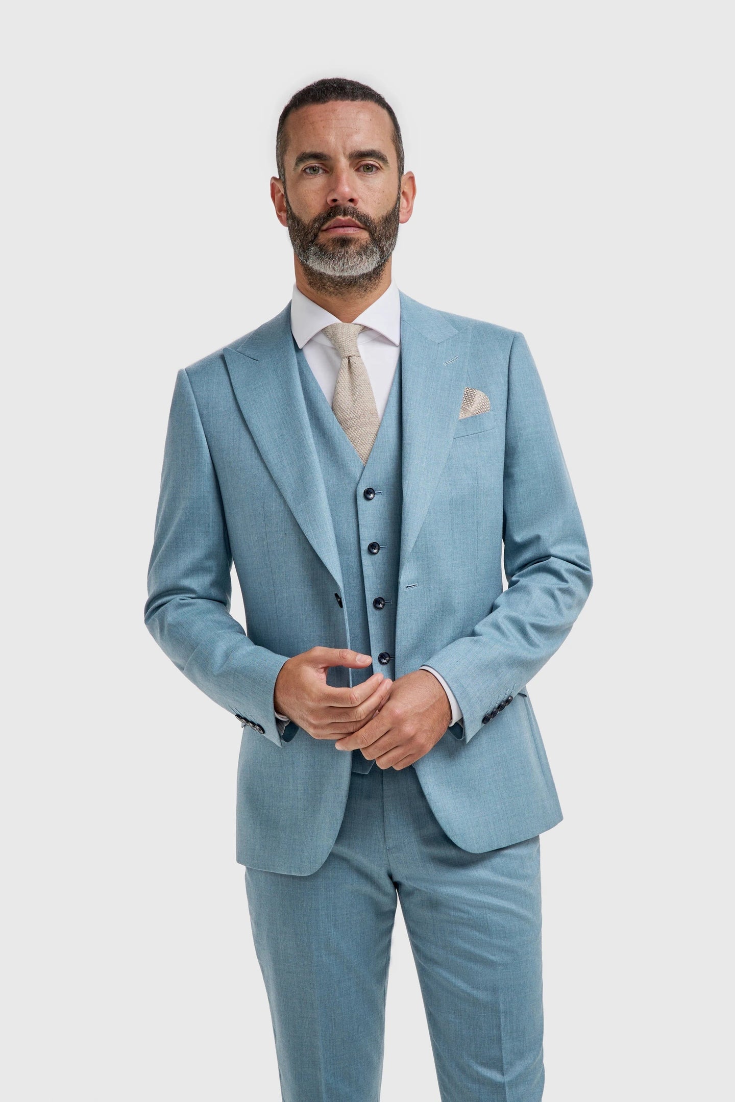James – Hellblauer Herrenblazer mit Struktur