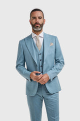 James – Hellblauer Herrenblazer mit Struktur