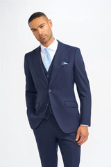 James – Herrenblazer aus marineblauer Wolle in taillierter Passform