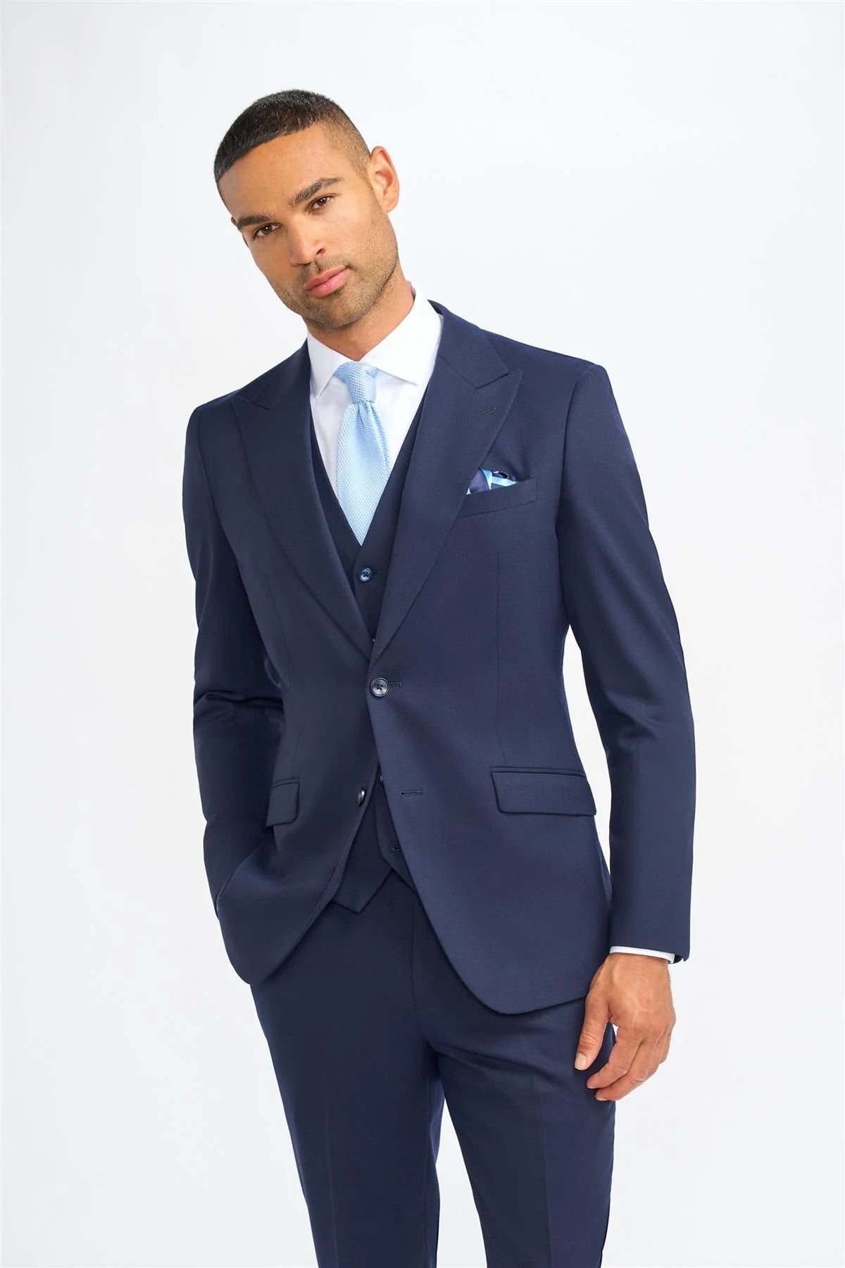 James – Herrenblazer aus marineblauer Wolle in taillierter Passform
