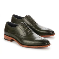 Jett - Herren-Oxfordschuhe in Dunkelgrün mit Kreuzstich-Zehenkappe