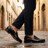 Joseph - Schwarze Herren-Penny-Slipper mit Hochglanzpolitur