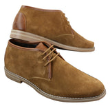 Elong K16 Mens Suede Low Ankle Chelsea Boots Laced Dessert Chukka Shoes Leather Inner Camel