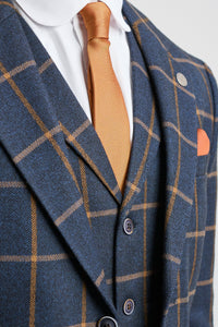 Herrenanzug aus Wolltweed mit Fischgrätenmuster, dreiteilig, Peaky Blinders – Marineblau