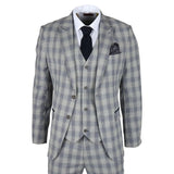Knight - Men's Grey Blue Checked Blazer