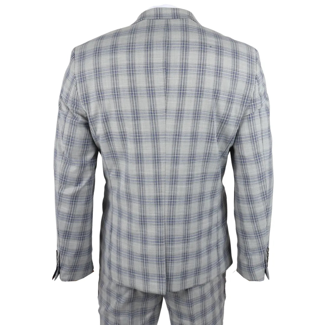 Knight - Men's Grey Blue Checked Blazer