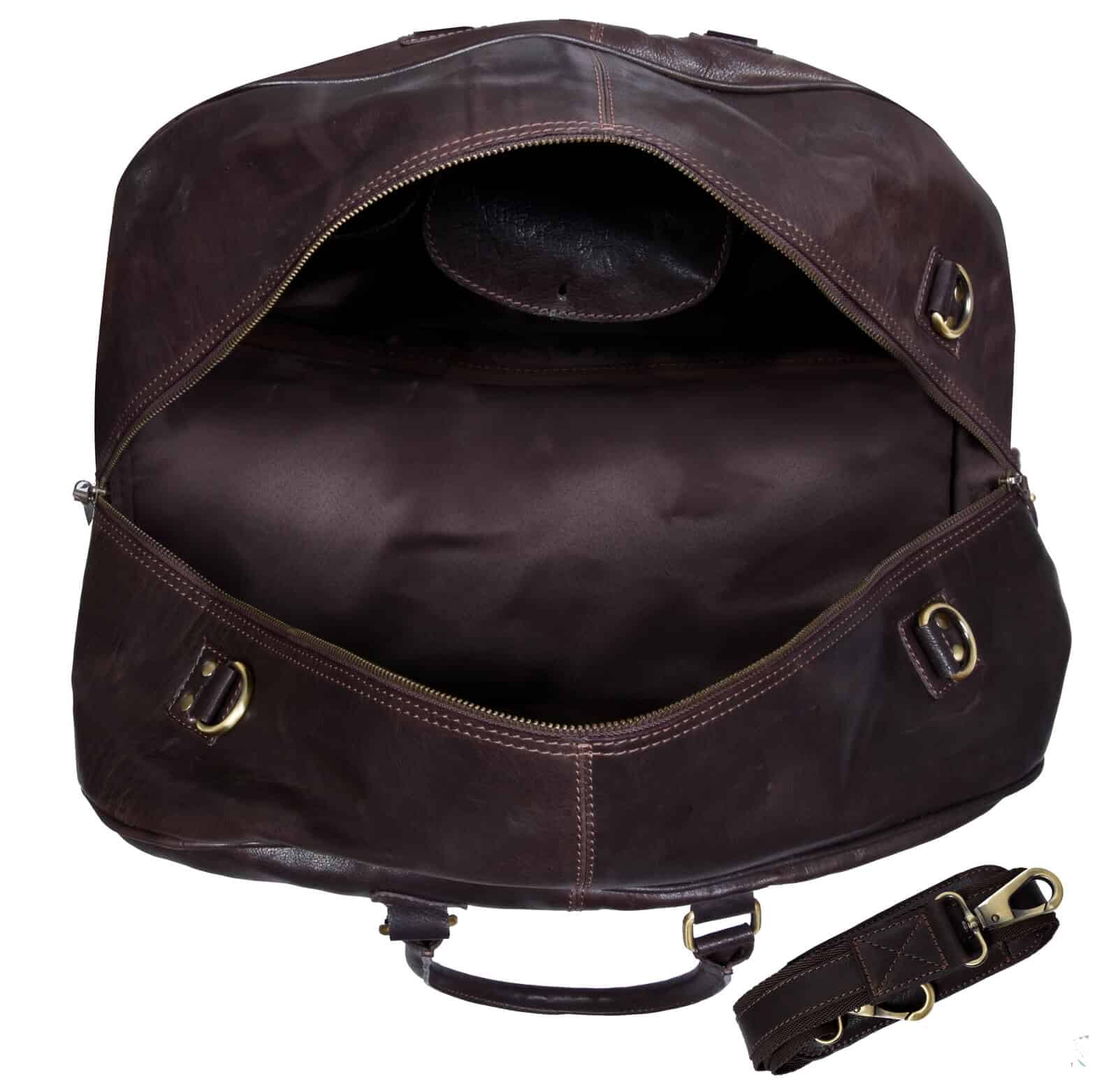 Mens Hand Made Real Leather Travel Bag - Brown