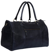 Genuine Leather Vintage Carry On Travel Bag - Black