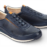 Liverpool – Blaue Herren-Sneaker aus Leder mit elastischem Einsatz