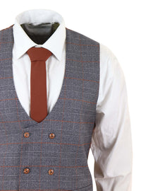 Grey 3 Piece Suit with Double Breasted Waistcoat