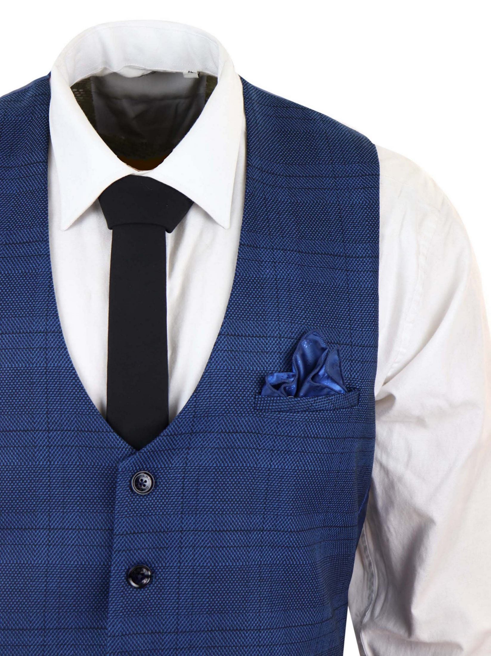 Marc Darcy Jerry - Blue 3 Piece Check Suit
