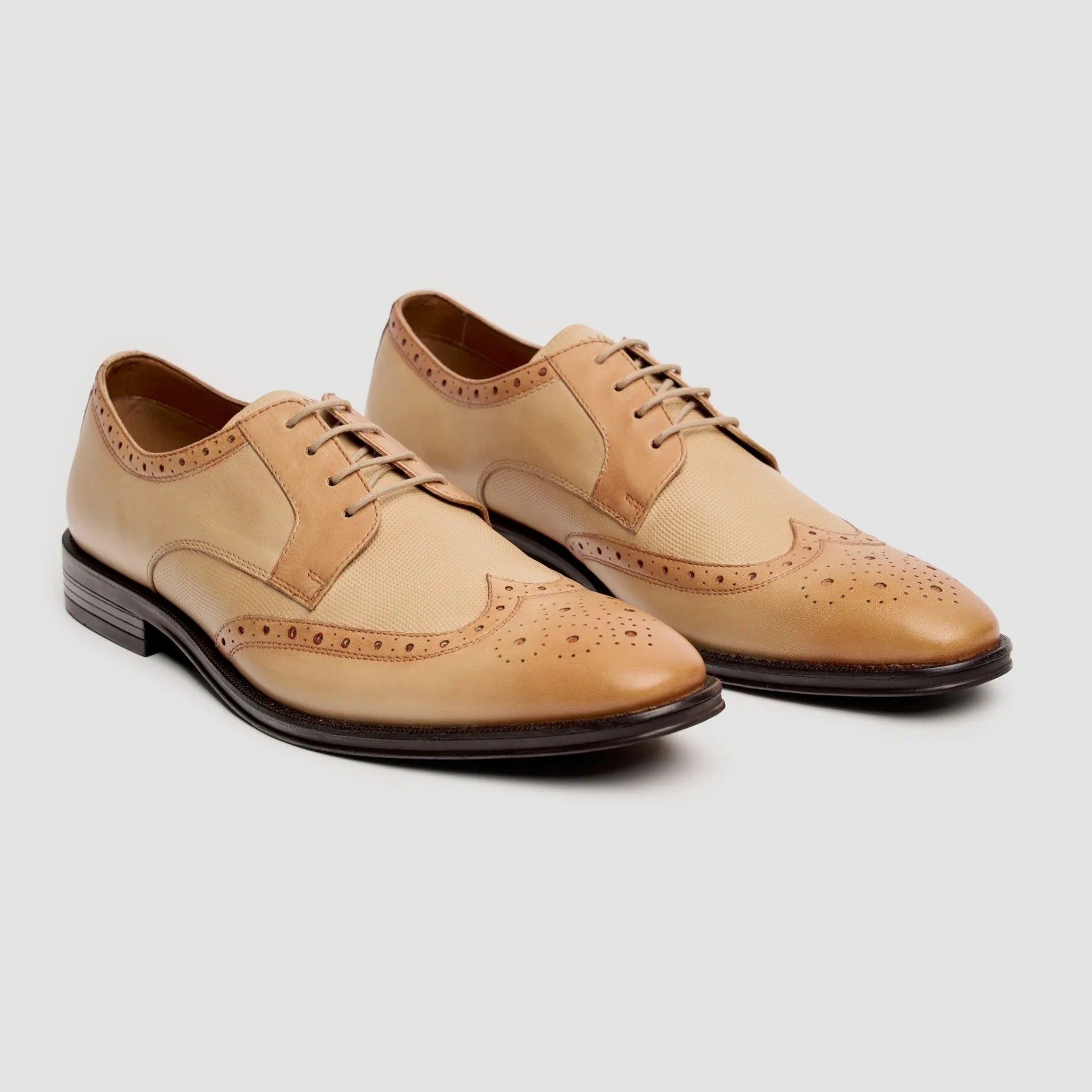 Lorenzo - Herren-Oxfordschuhe aus elfenbeinfarbenem, poliertem Leder