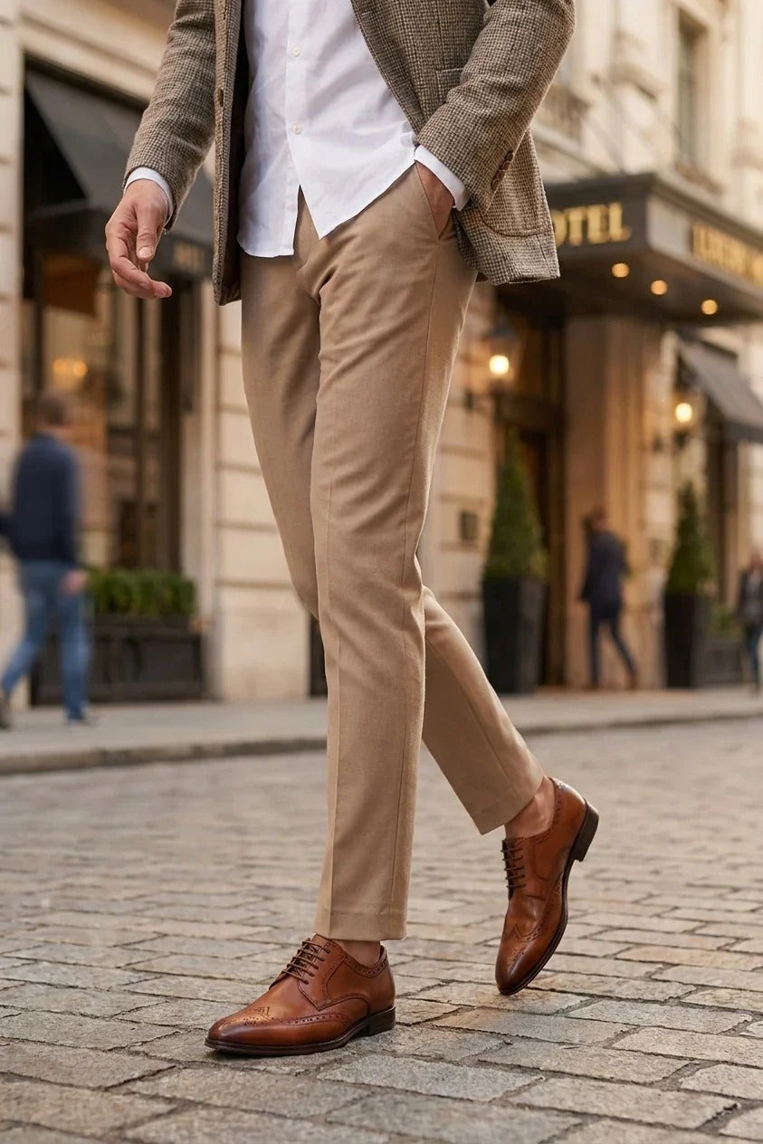 Lorenzo - Herren-Oxfordschuhe aus hellbraunem, poliertem Leder