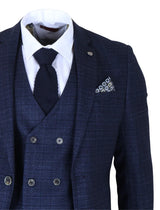 Luis – Herrenanzug, blau-kariert, Slim Fit, 3-teilig