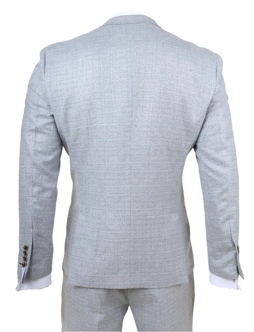 Luis – Hellblauer karierter Herrenanzug, Slim Fit, 3-teilig
