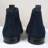Men's Slip On Navy Suede Leather Lined Chelsea Boots