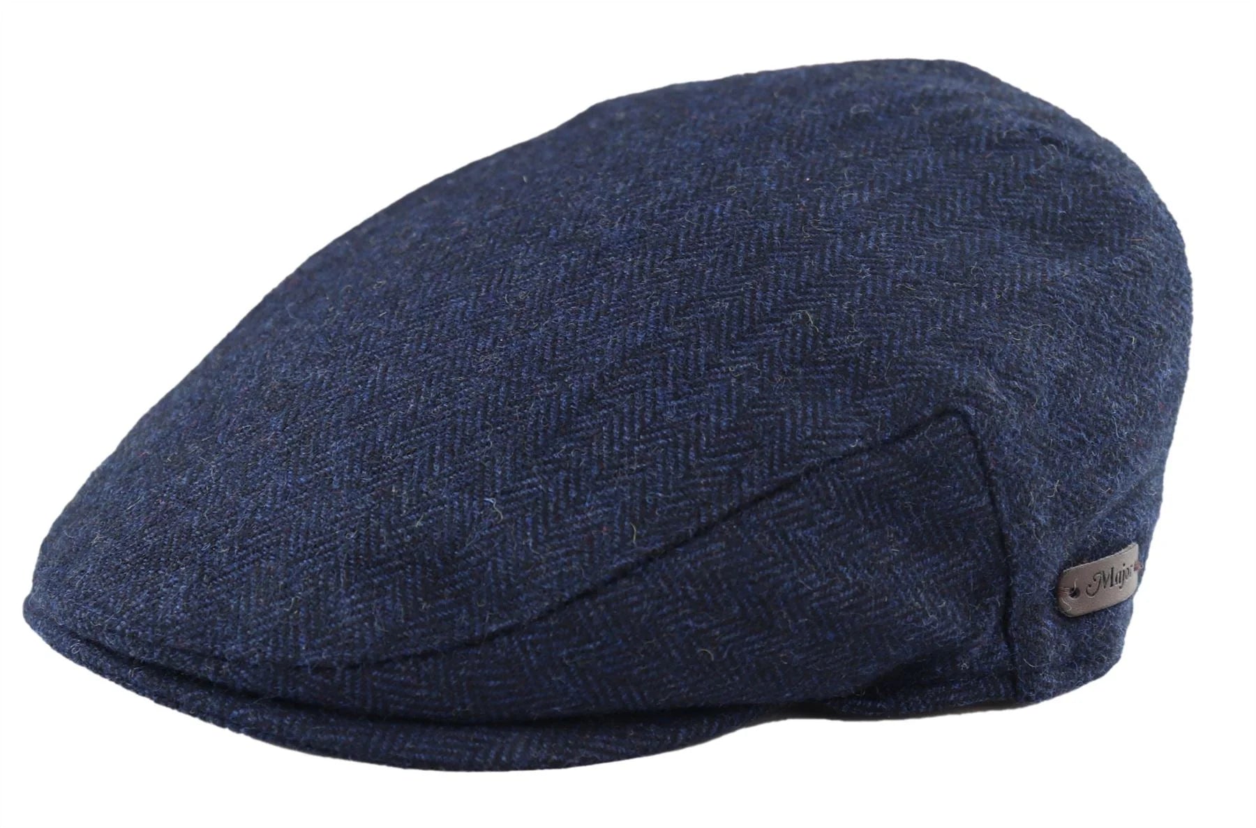Men's Flat Cap Wool Herringbone Navy Tweed Classic 1920s Unisex Del Boy