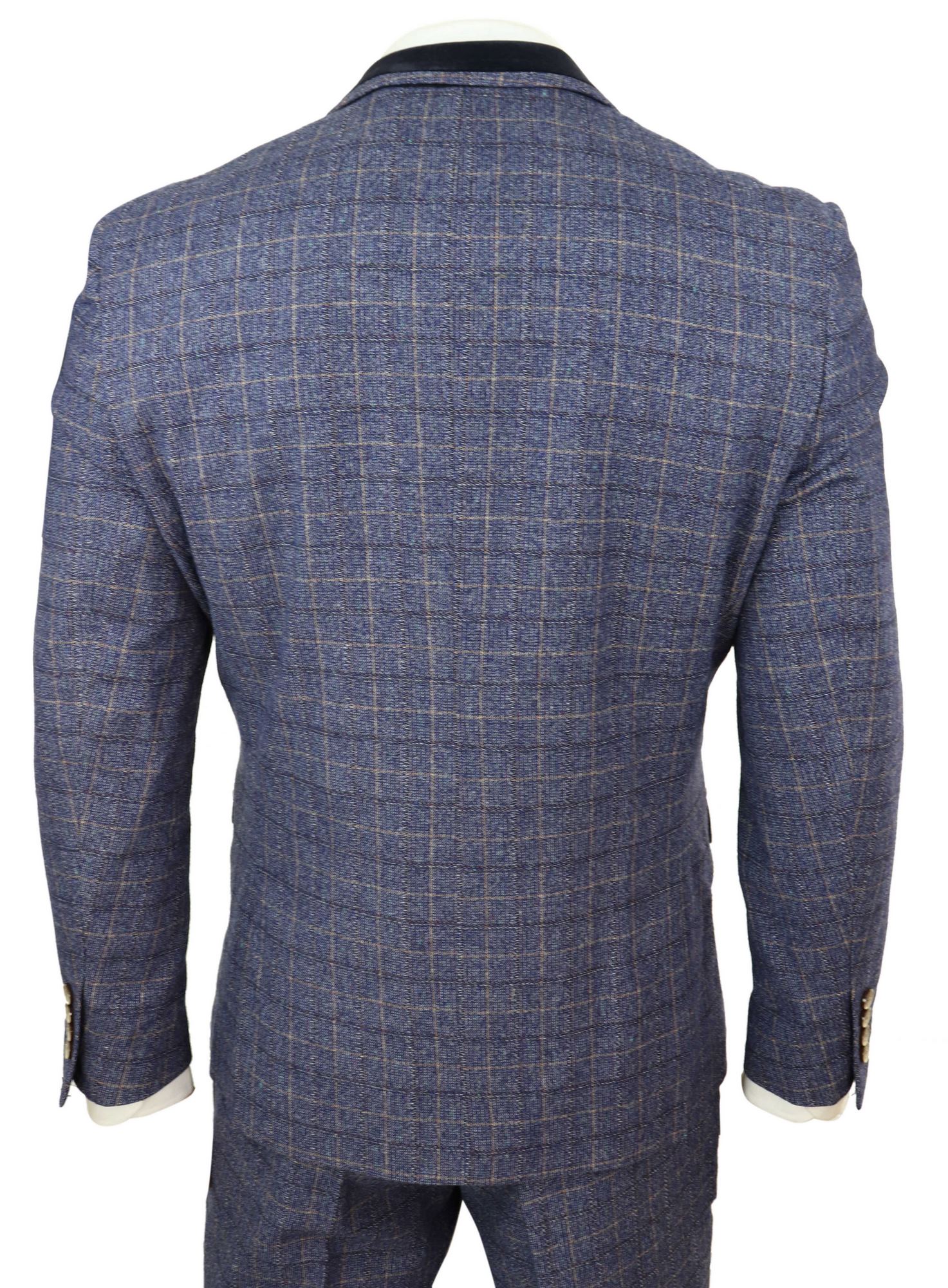 Mens Blue Check 3 Piece Suit - Cavani Matteo