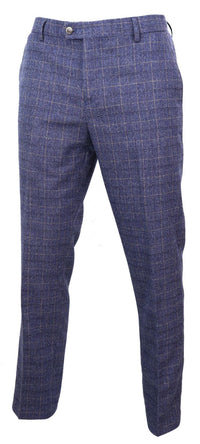 Matteo - Men's Blue Check Trousers