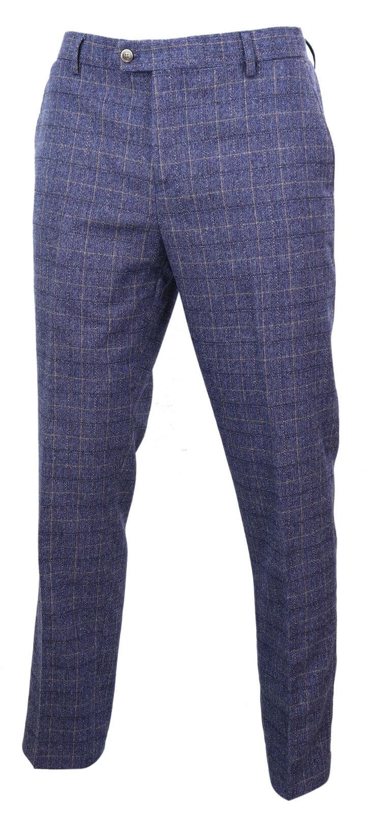 Matteo - Men's Blue Check Trousers