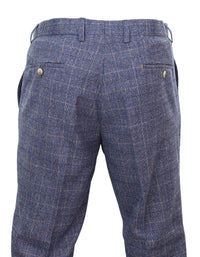 Matteo - Men's Blue Check Trousers