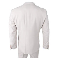 Mayfair - Men's 3 Piece Cream Suit With Navy Waistcoat