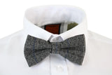 Mens Tweed Grey Herringbone Textured Marc Darcy Bow Ties Vintage Retro