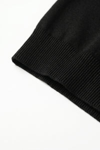 Schwarzes, klassisches Herren-Strickshirt mit kurzen Ärmeln und Rundhalsausschnitt