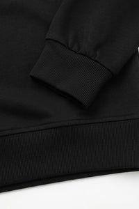 Herren-Sweatshirt aus schwarzem Baumwollmischgewebe mit Rundhalsausschnitt, langen Ärmeln und Stretchanteil
