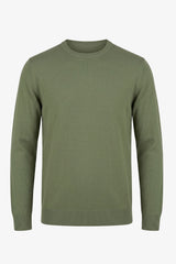 Grüner Herren-Strickpullover mit Rundhalsausschnitt, normale Passform
